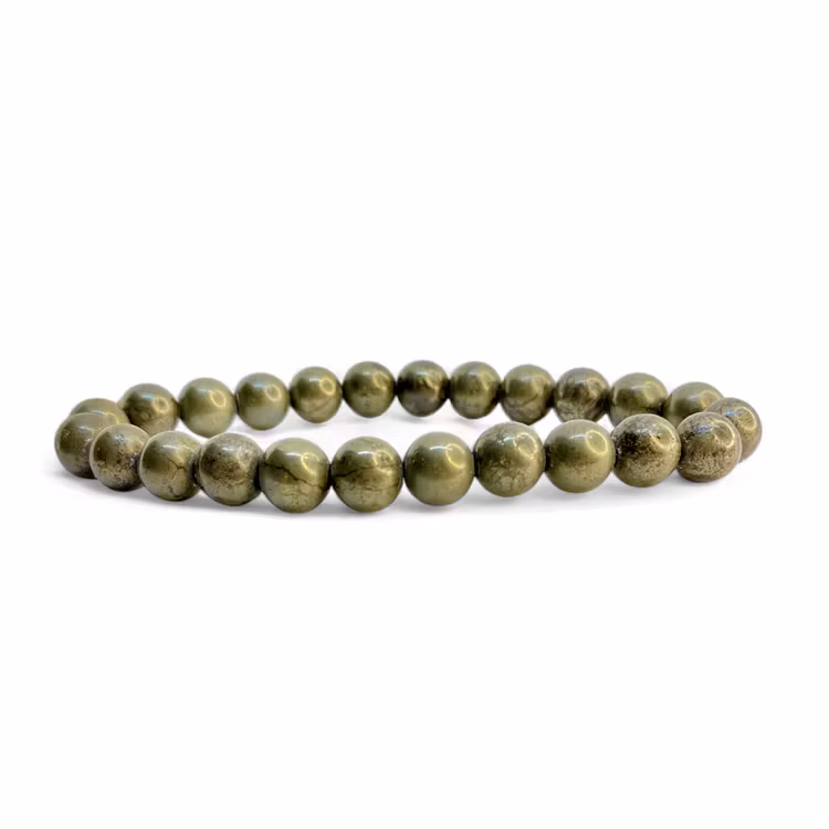 Pyrit 8mm pärlor Armband (UTFÖRSÄLJNING)