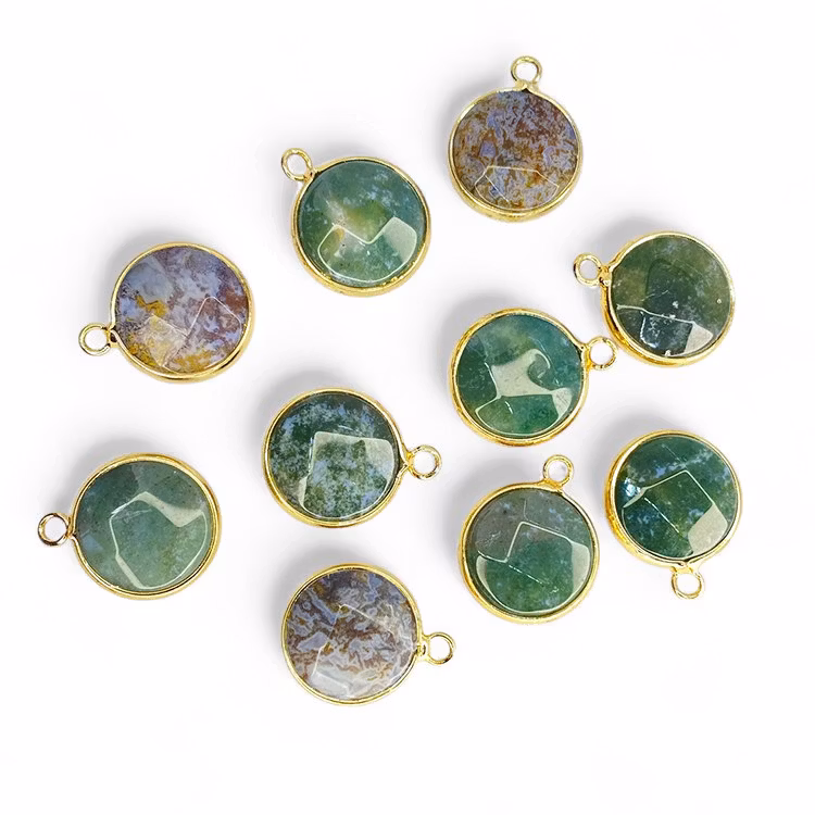 Agat Indisk Hängsmycke (Rund, Facetterad)