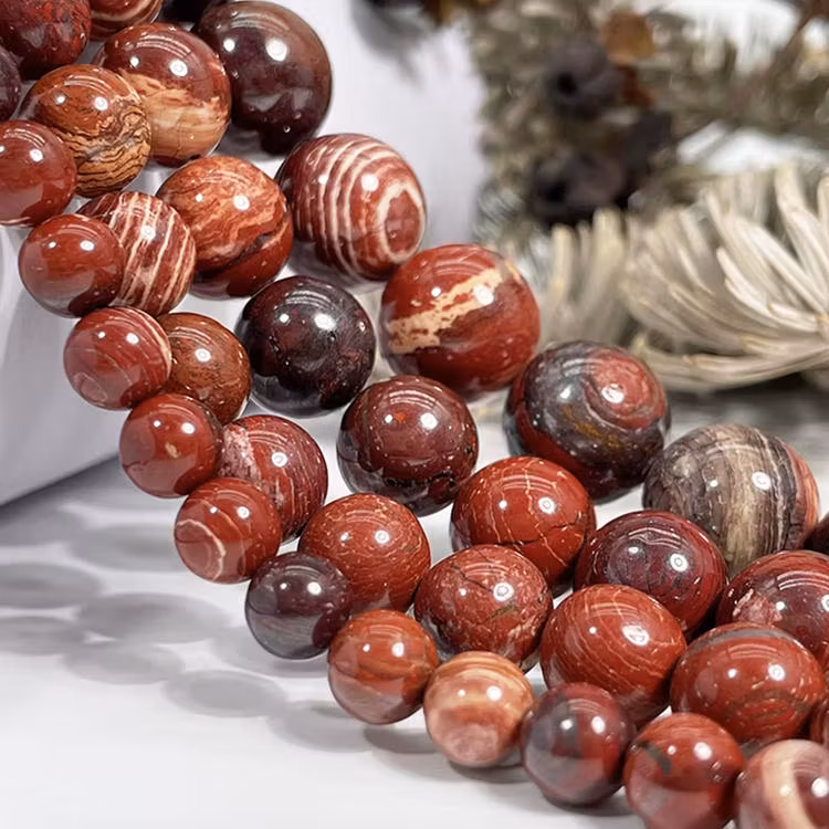 Serpentin Röd 8mm pärlor Armband