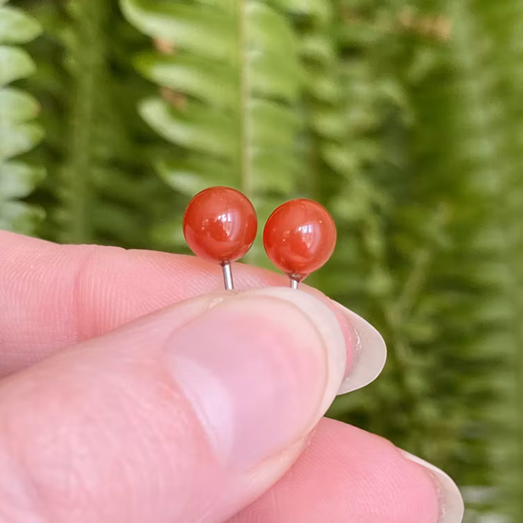 Karneol Örhängen 6mm pärla