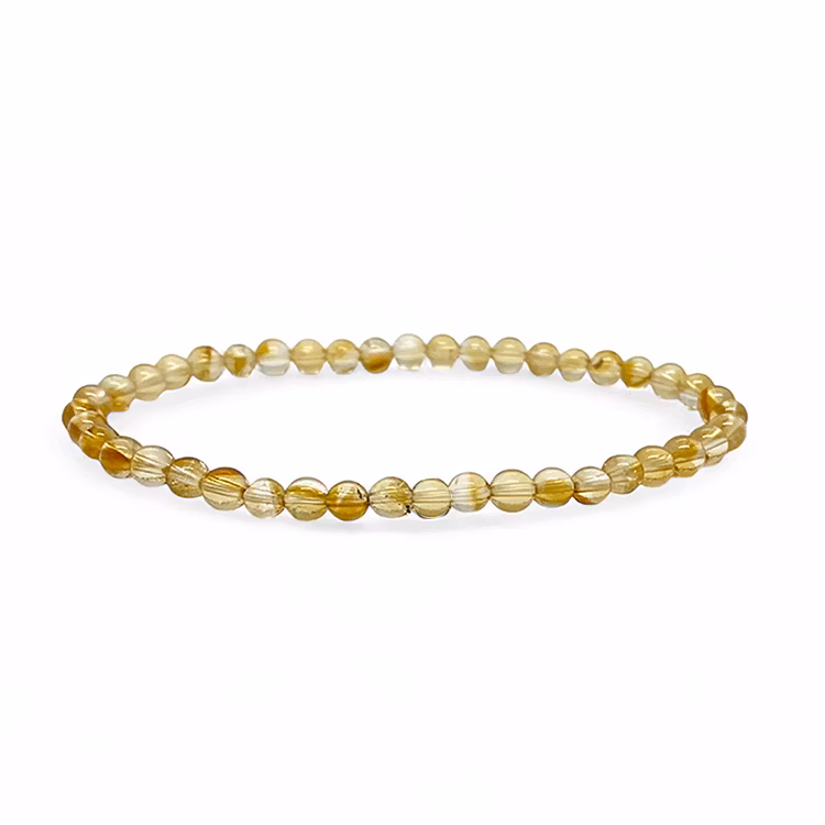 Citrin 4mm pärlor Armband