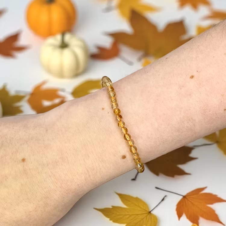 Citrin 4mm pärlor Armband