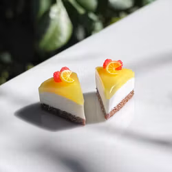 Citron cheesecake med hallon örhängen