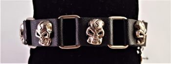 Armband Läder med Dödskallar Metall