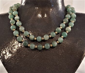 Halsband mossfärgad agat och grön agat