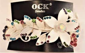 Hårspänne med blomma, mixfärger med glittrande strass