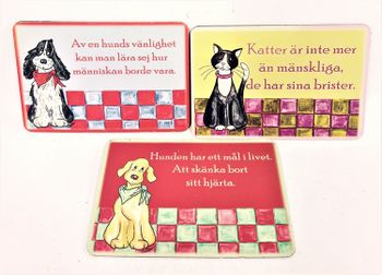 Kylskåpsmagnet med djurmotiv och text, 3 varianter