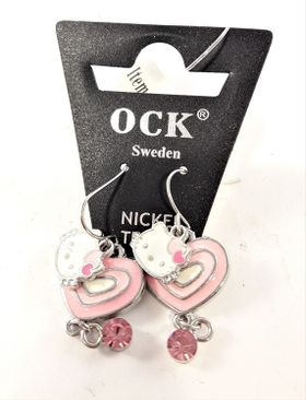 Örhänge med Hello Kitty-huvud och sten