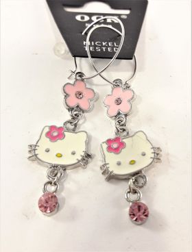 Örhänge med små Hello Kitty-huvud och sten