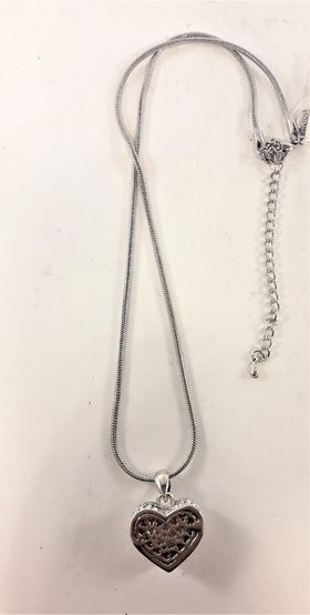 Halskedja med hjärta och strass, silverfärg