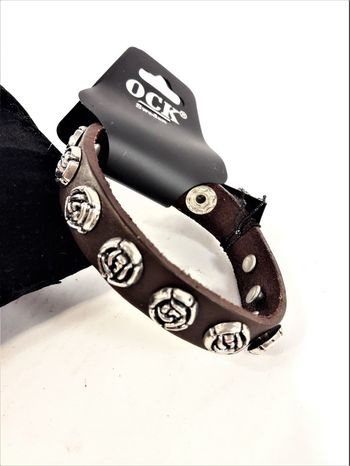 Armband Brun Läder med Rosor i Metall