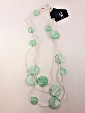 Flerradigt halsband minipärlor och snäckskalsplattor, flera färger