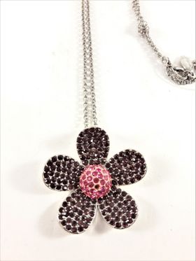 Halskedja med glittrande blomma som hänge, lila