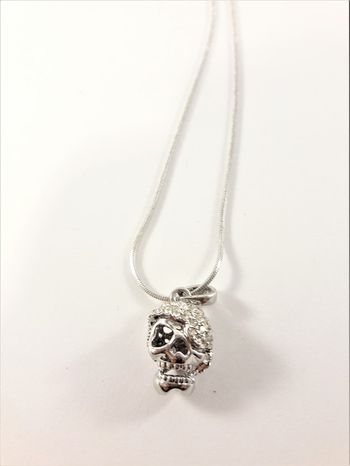 Halsband med glittrande dödskalle, silverfärgad