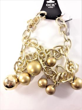 Halsband med stora kulor i guldfärg,