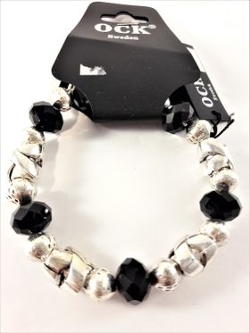 Armband med Pärlor Svart och Silverfärgade Detaljer