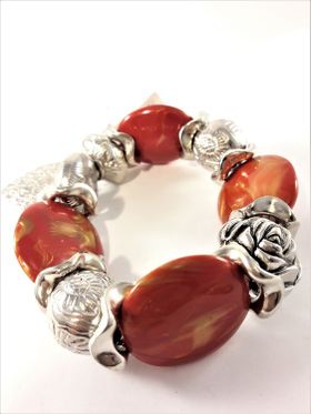Armband Orange och Silverfärg