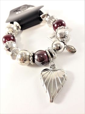 Armband med Hjärta Silverfärg och Röd