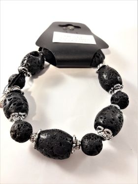 Armband med Lavastenar Svart och Silverfärg