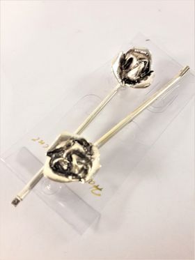 Silverfärgade hårnålar med ros, 2-pack