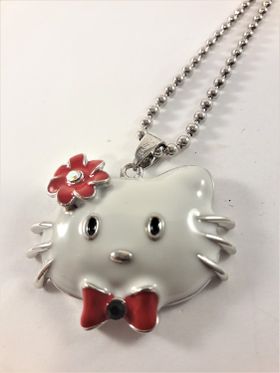 Halskedja med vit Hello Kitty och röd blomma