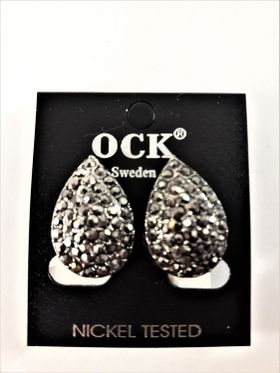 Clipsörhängen för dig utan hål i öronen, droppformade med strass, mörka