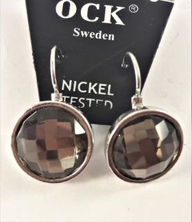 Örhänge med silverfärg och svart facett