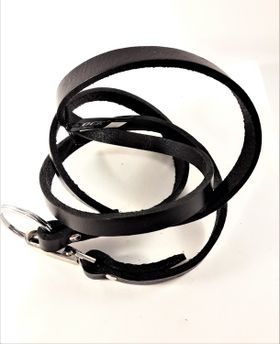 Långt Armband/Rem Svart Läder