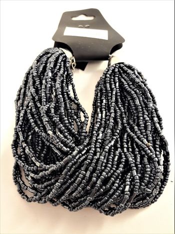 Flerradigt Armband av Små Pärlor Grå/Blå