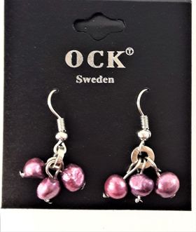 Örhänge med lila detaljer i hänget
