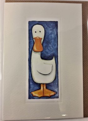 Handgjort grattiskort med ankmotiv, utan text