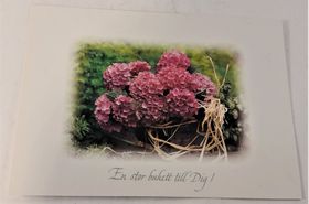 Kort/vykort med blommotiv, "En stor bukett till dig"