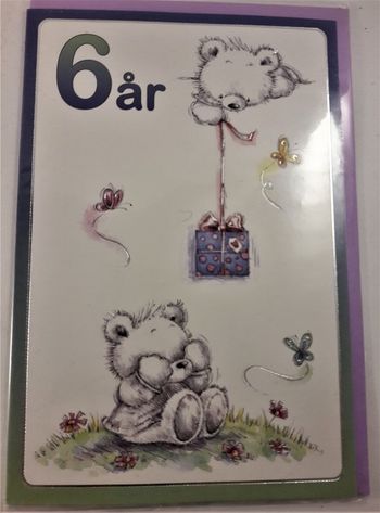 Grattiskort "6 år" med vita björnar som motiv