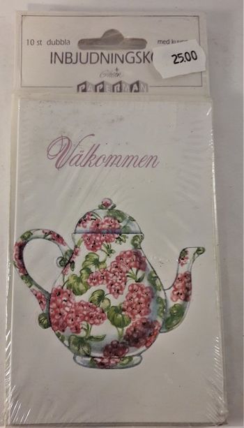 Inbjudningskort "Välkommen" med kaffekannamotiv
