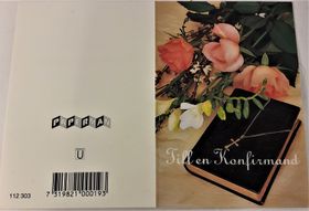 Grattiskort "Till Konfirmanden", motiv med bibel, dubbelt, litet
