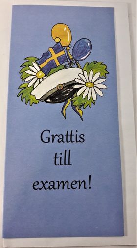 Grattiskort "Grattis till Examen" med mössmotiv