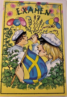 Grattiskort "Examen" med flagga