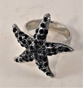 Snygg ring med gnistrande blå sjöstjärna, 18 mm
