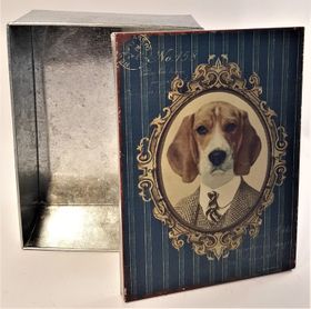 Plåtburk med hundmotiv