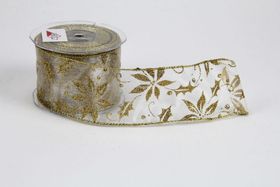 Spetsband, guldfärgade blommor, 63 mm x 15 meter