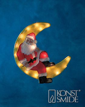 Fönsterbelysning siluett, tomte på måne