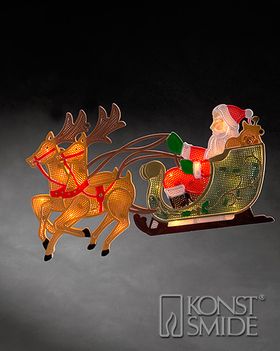 Fönsterbelysning siluett, tomte med släde