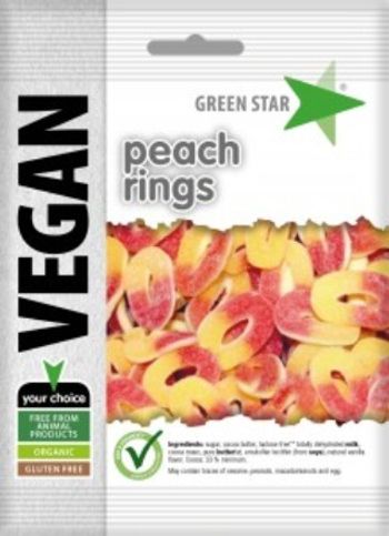 Green Star persikoringar vegan glutenfri 80 g