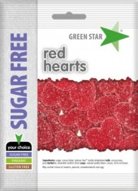 Green Star sockerfri glutenfri röda hjärtan 80 g