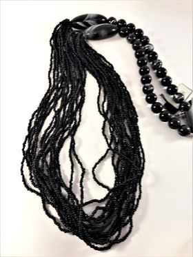 Långt Halsband med Pärlor Svart