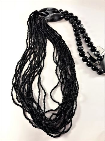 Långt Halsband med Pärlor Svart