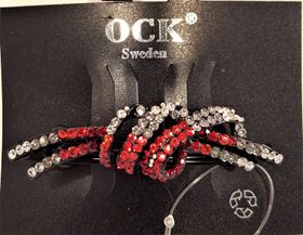 Hårspänne strass rosett röd ton