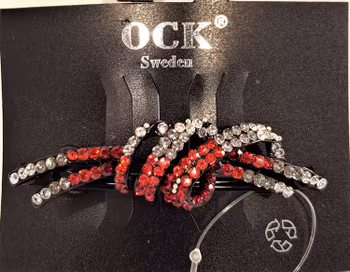 Hårspänne strass rosett röd ton