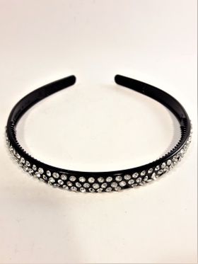 Diadem i svart med glittrig strass