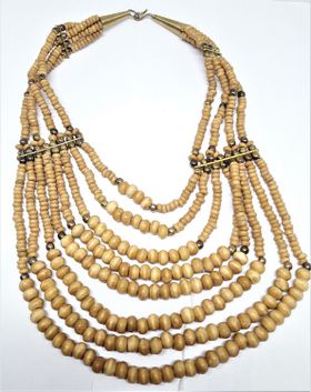 Flerradigt naturfärgat halsband